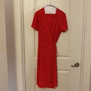 Aqua Mid Calf Coral Heart Wrap dress